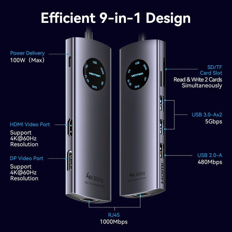 Vention 9-in-1 USB-C MST Docking Station - Vention