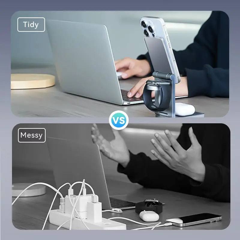 Vention 3‑in‑1 15W Wireless Charger Stand with MagSafe Gray - Vention