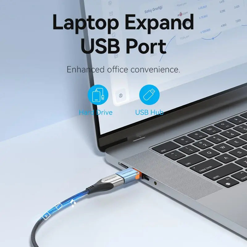 Vention USB 3.1 Type-C Male to USB Female OTG Adapter with Lanyard Aluminum Alloy Type - Vention