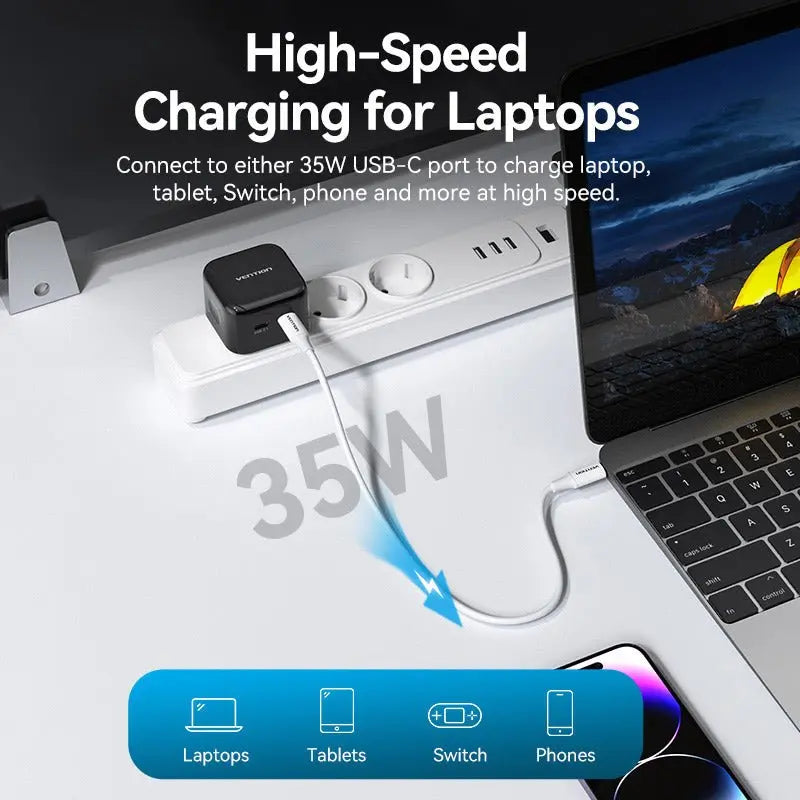 Vention 2-Port USB(C+C) GaN Charger (35W/35W) EU-Plug - Vention