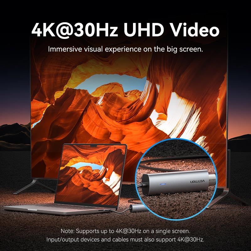 <tc>Vention</tc> USB-C 转 HDMI/USB 3.0*3/PD 扩展坞 0.15M 灰色铝合金型