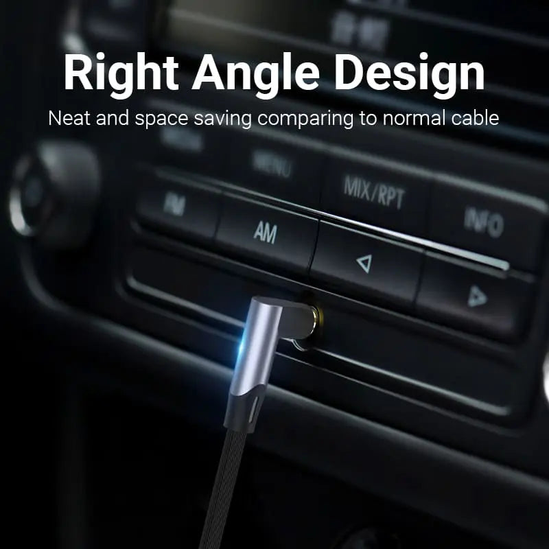 3.5MM Right Angle Male to Male Flat Aux Cable - Vention