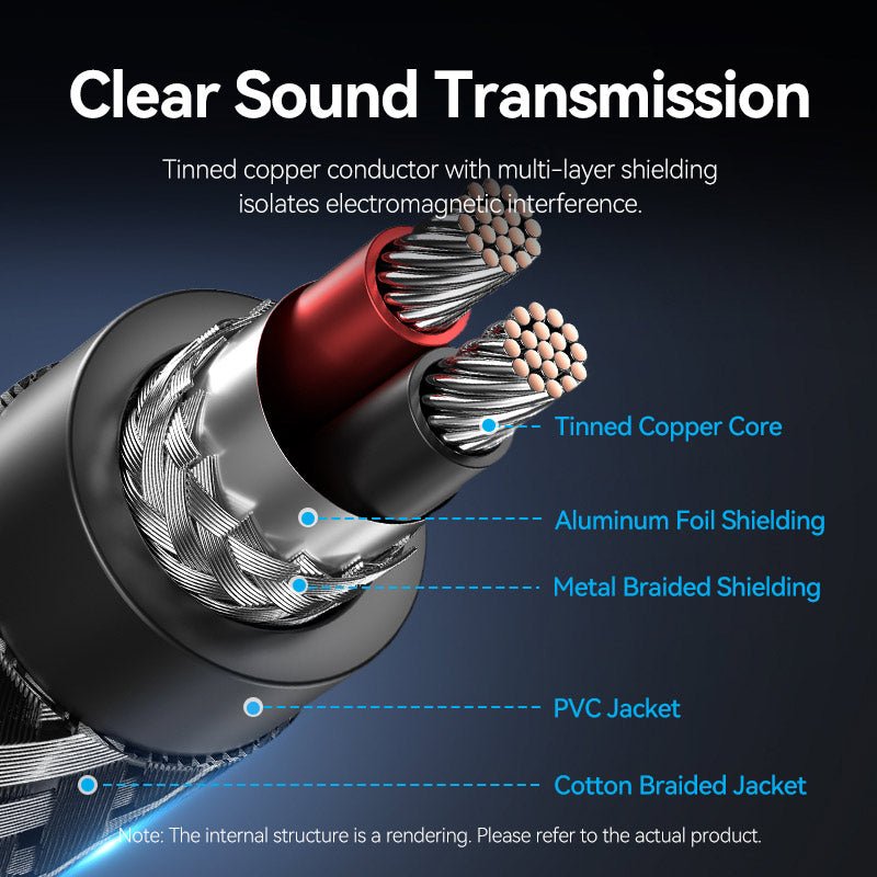 Vention Nylon Braided 3.5mm TRS Male to 6.35mm TS Male Audio Cable 1M Gray Aluminum Alloy Type - Vention