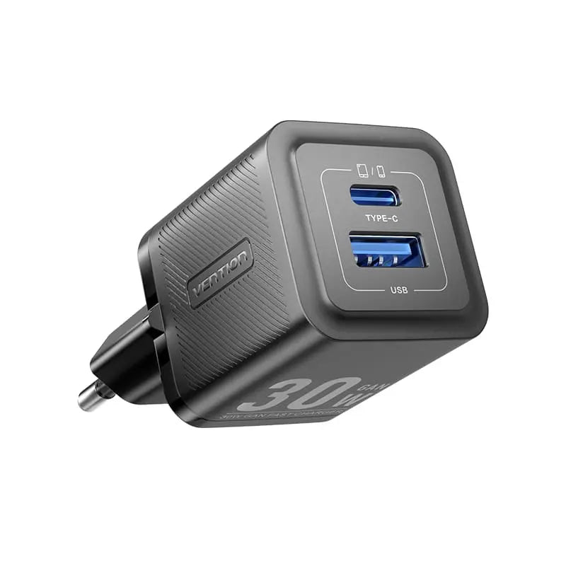 Vention 2-Port USB (C+A) GaN Charger (30W/30W) EU-Plug - Vention