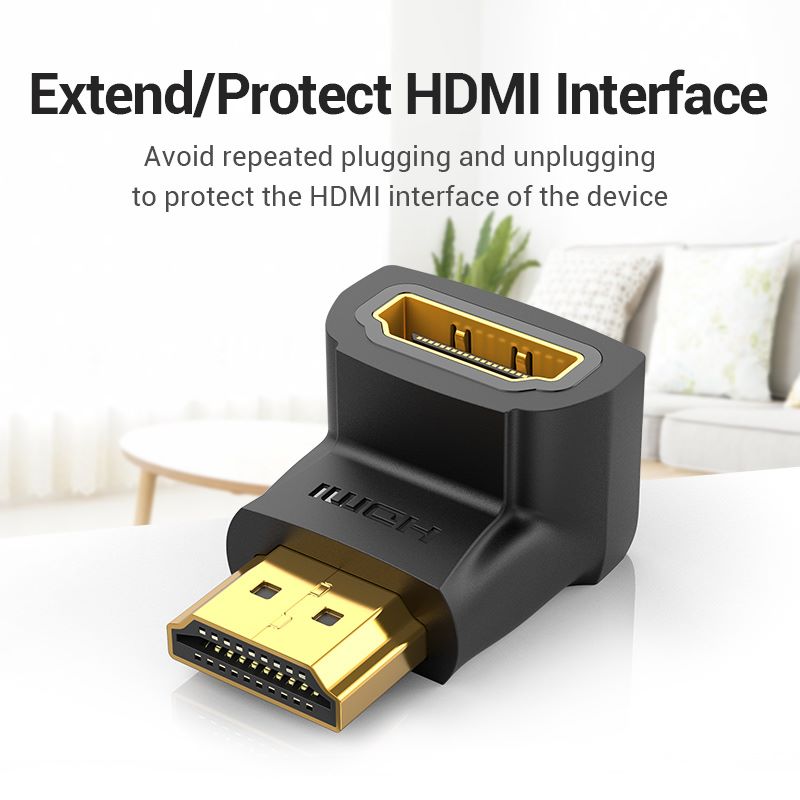 HDMI 90 Degree Male to Female Adapter Black