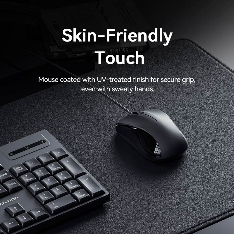 Vention USB Wired Full-Sized Silent Keyboard and Mouse Combo Black Slim Type - Spanish Layout - Vention