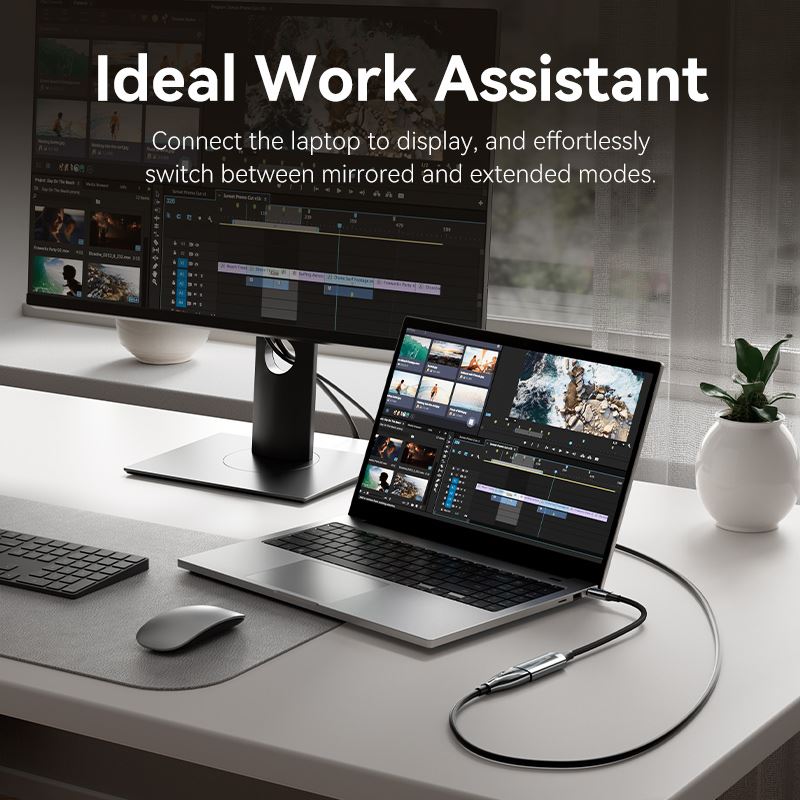 Vention Cotton Braided USB-C to HDMI™ 4K Converter 0.25M Black Zinc Alloy Type