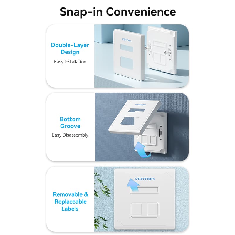 2-Port Keystone Jack Wall Plate White