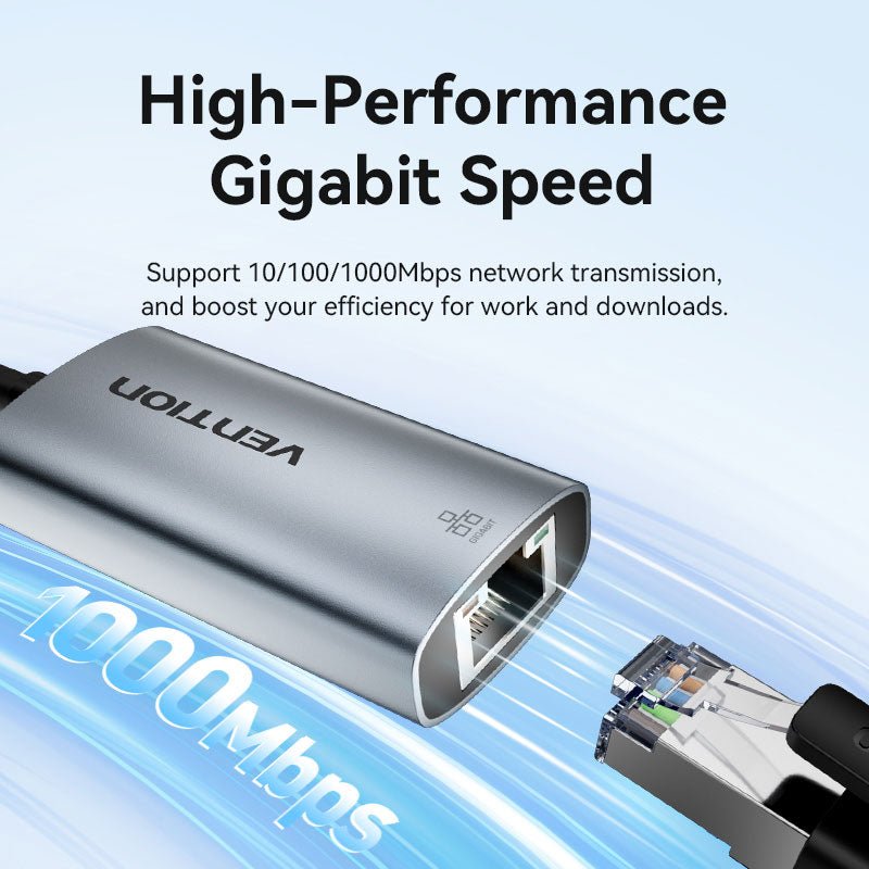 Vention USB-C to Gigabit Ethernet Adapter 0.15M Gray Aluminum Alloy Type - Vention