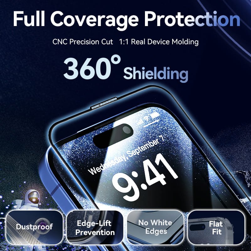 Vention HD Tempered Glass Screen Protector for iPhone 15 with Dust-Free Installation Tool - Vention