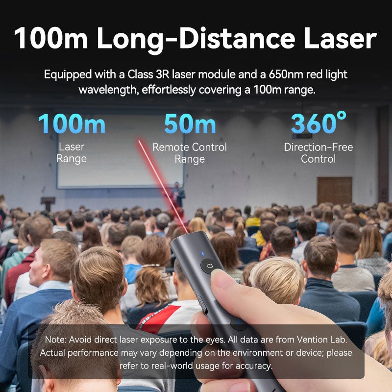 Vention Wireless PowerPoint Presentation Clicker with Red Laser Pointer – Gray - Vention