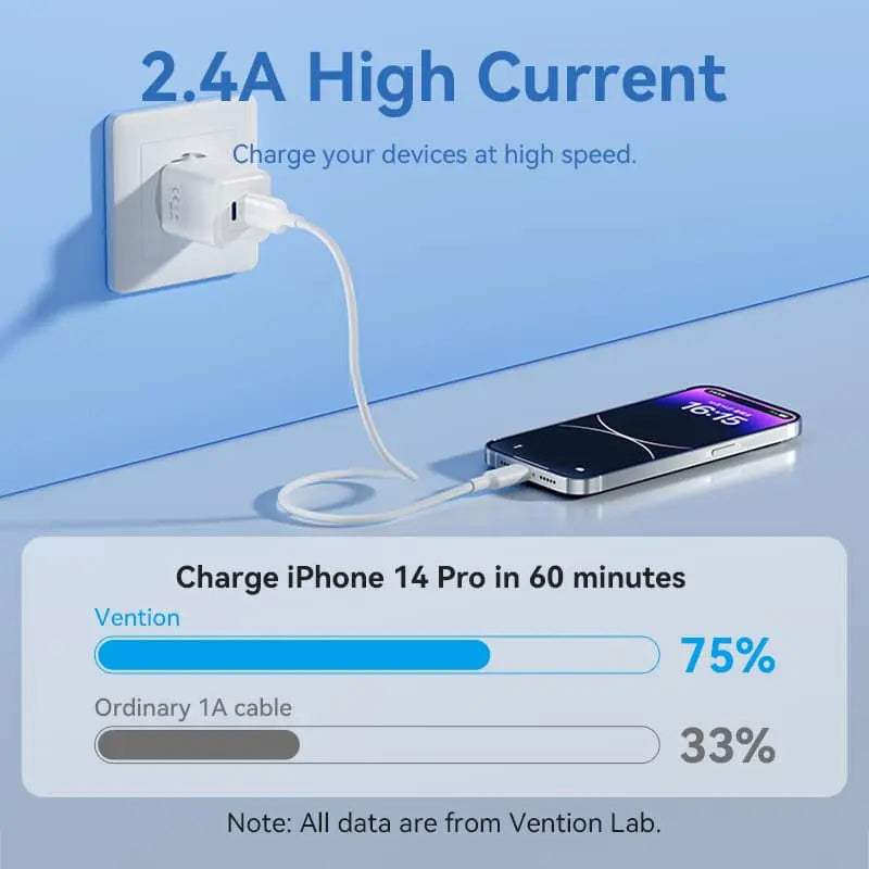 Vention USB 2.0 Type-A Male to Lightning Male 2.4A Cable PVC Type - Vention