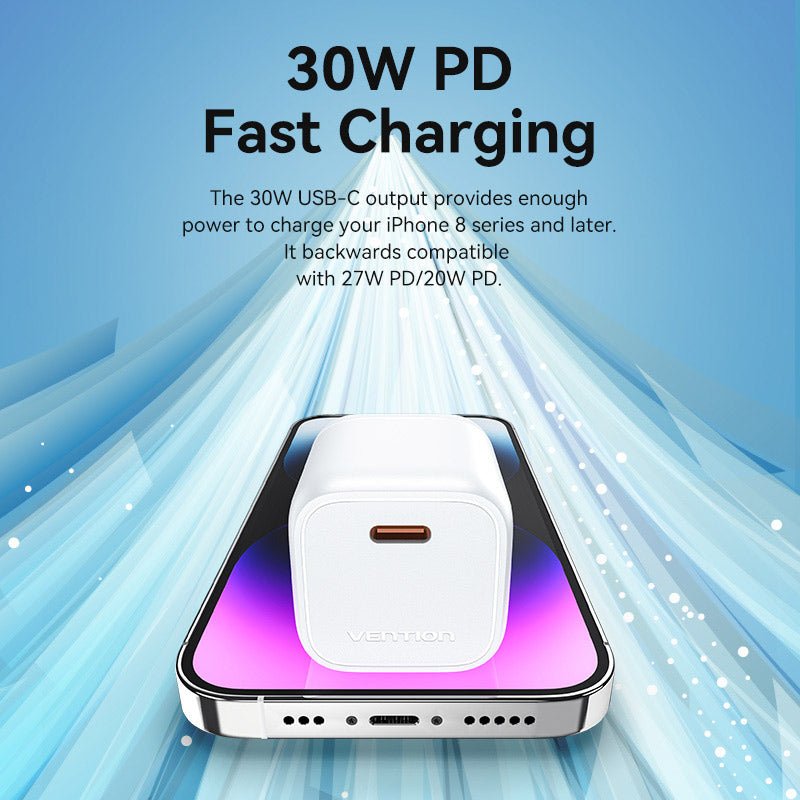Vention 1-Port USB-C GaN Charger 30W EU-Plug - Vention