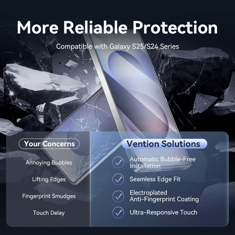 <tc>Vention</tc> Pelindung Layar Kaca Tempered HD untuk Samsung Galaxy S25 6.2" dengan Alat Pemasangan Bebas Debu