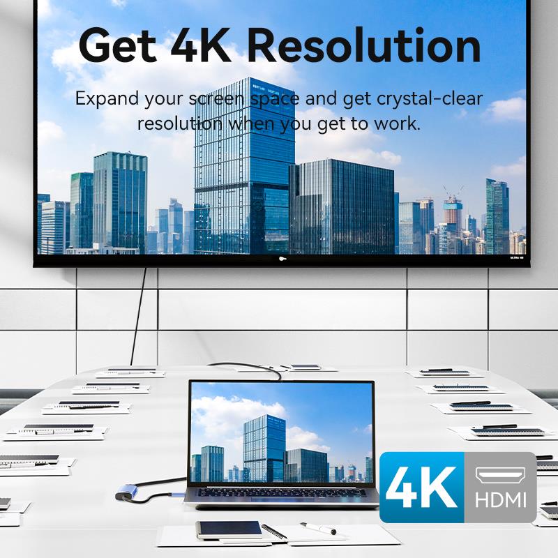 USB-C to HDMI/USB 3.0 x 3/PD Docking Station 0.15M Blue Aluminum Alloy Type