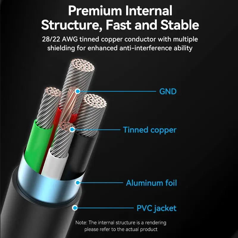 USB 2.0 A Male to Micro-B Male 2A Cable - Vention