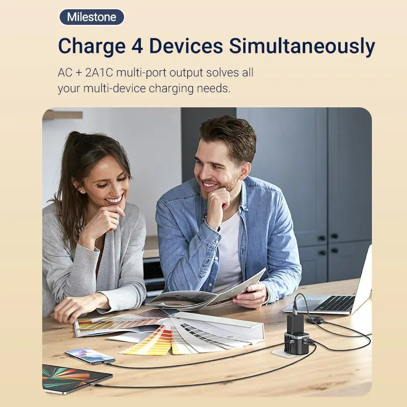 Vention 3-Port USB (C+C+A) Universal Travel Adapter (20W/18W/18W) - Vention