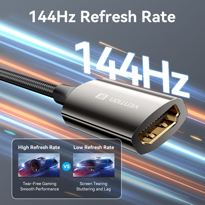 Vention Cotton Braided DP Male to HDMI™ Female 8K Converter 0.25M Black Zinc Alloy Type - Vention
