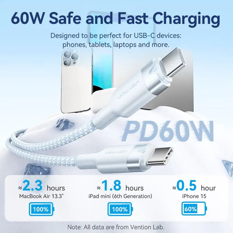 Vention USB 2.0 Type-C Male to Type-C Male 3A Cable Aluminum Alloy Type - Vention