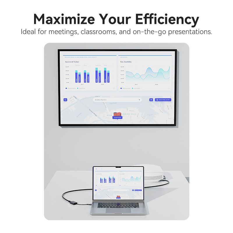 USB-C + USB-A to HDMI Adapter 0.15M Gray Aluminium Alloy Type