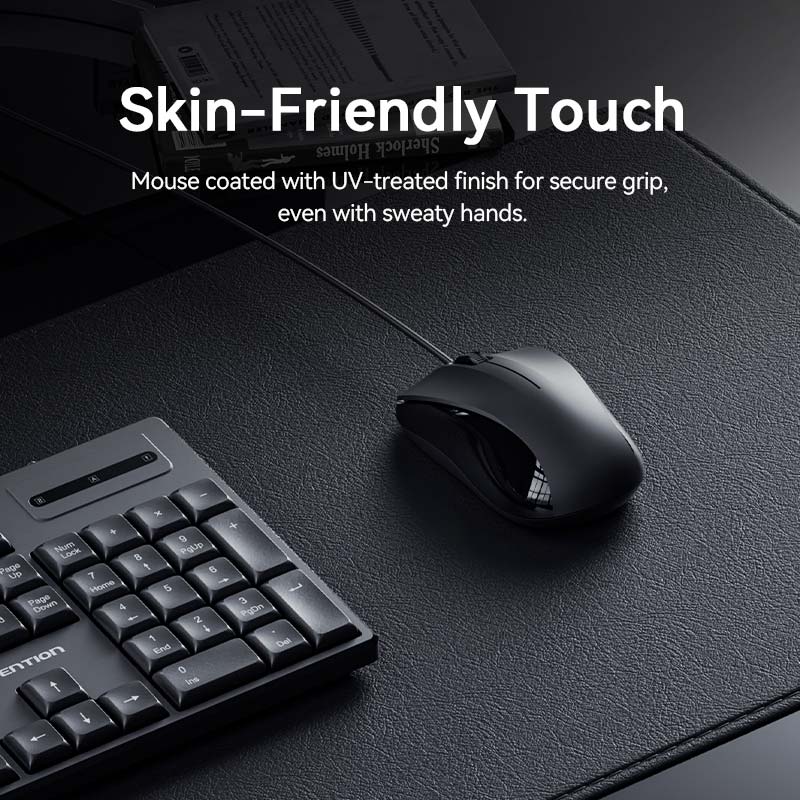 Vention USB Wired Full-Sized Silent Keyboard and Mouse Combo Black Slim Type - Vention