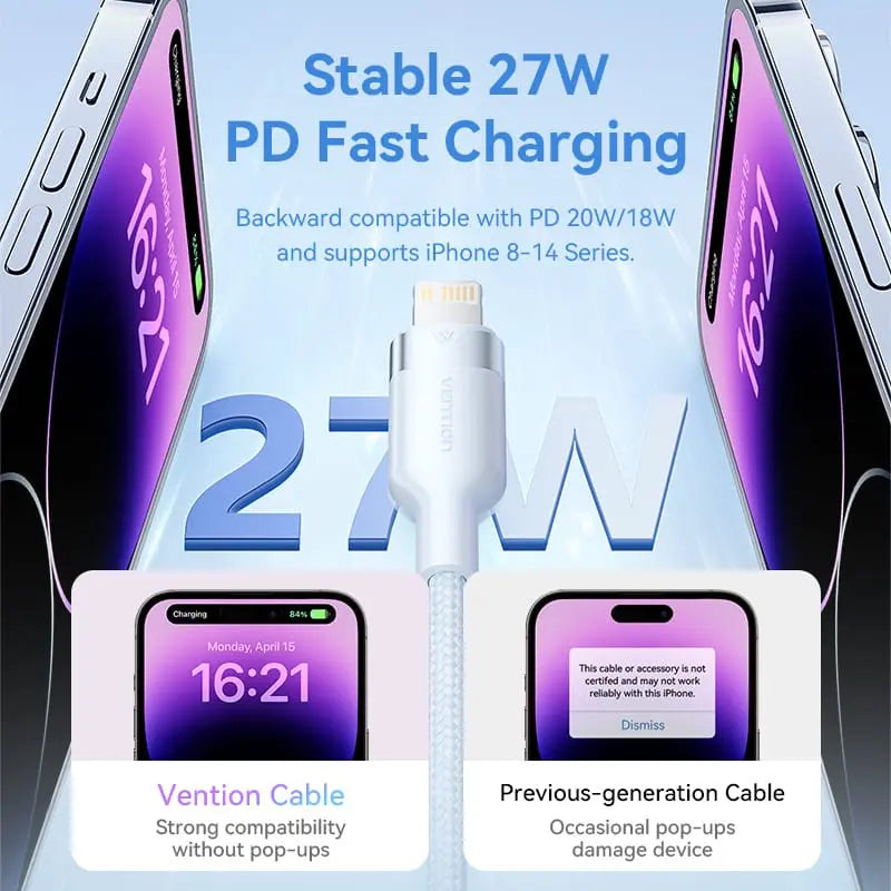 Vention USB 2.0 Type-C Male to Lightning Male 3A Cable Aluminum Alloy Type - Vention