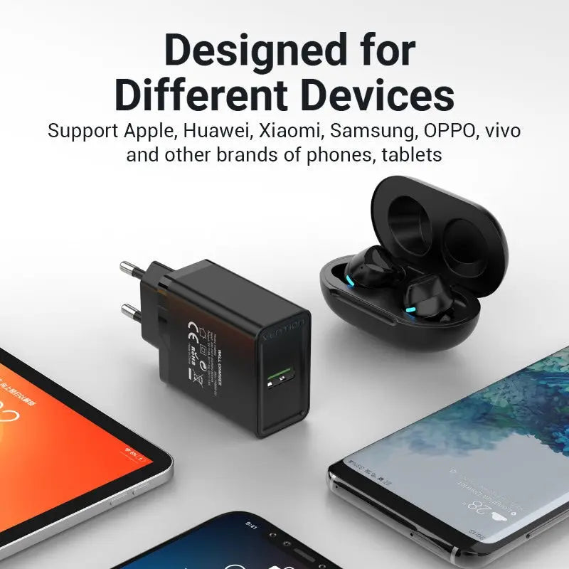 Vention 1-Port USB Wall Charger 18W EU-Plug - Vention