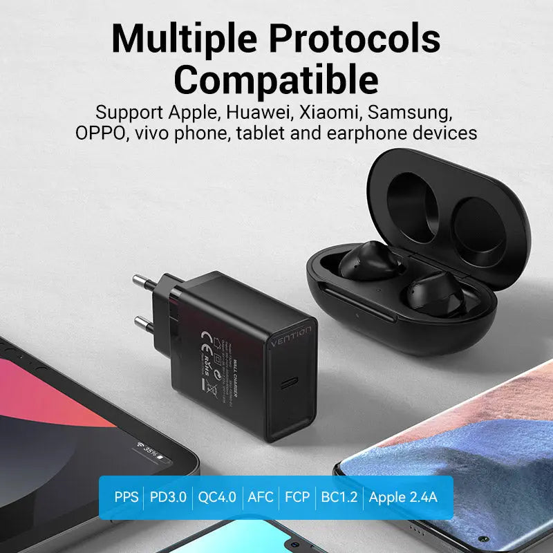 Vention 1-Port USB-C Wall Charger 20W EU-Plug - Vention