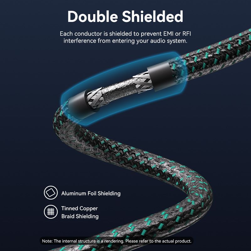 Vention Cotton Braided 2RCA Male to 2RCA Male Audio Cable 0.5/1/1.5/2/3/5/8/10M Green Copper Type