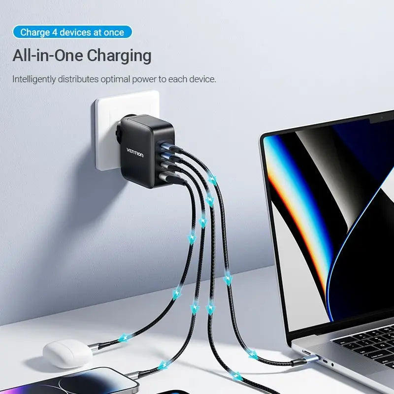 Vention 4-Port USB (C + C + C + A) GaN Charging Kit (140W/140W/30W/30W) EU-Plug - Vention