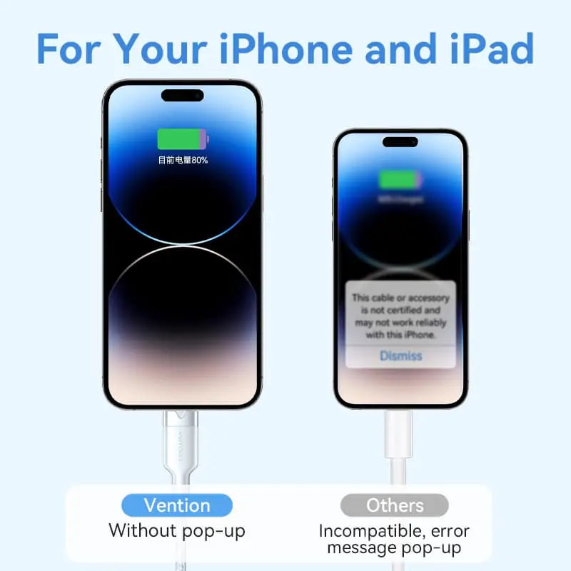 Vention USB 2.0 Type-A Male to Lightning Male 2.4A Cable Aluminum Alloy Type - Vention