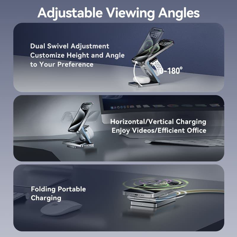 <tc>Vention</tc> Chargeur sans fil 3-en-1 15 W avec MagSafe Gris