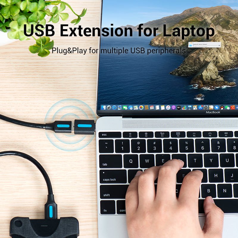 Vention USB-C Male to USB 2.0 Female OTG Adapter Black PVC Type - Vention