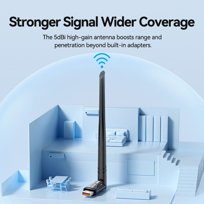 Vention AX900 USB Wi-Fi Dual Band Adapter With High Gain Antenna Black