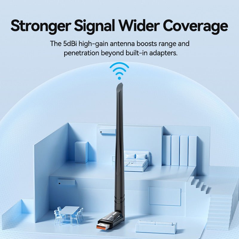 Vention AX900 USB Wi-Fi Dual Band Adapter With High Gain Antenna Black - Vention