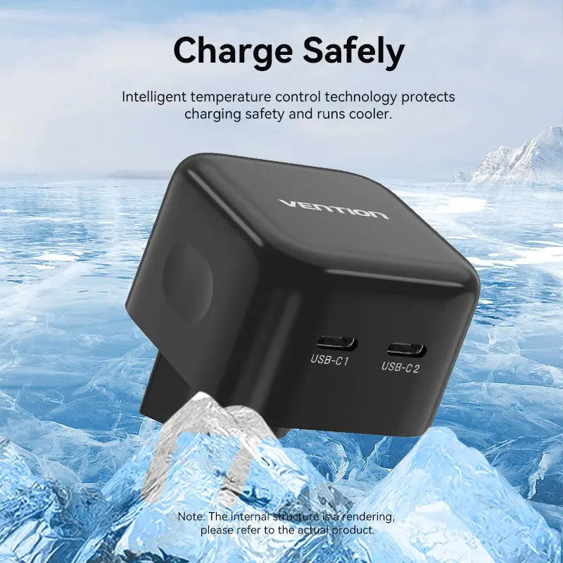 Vention 2-Port USB(C+C) GaN Charger (35W/35W) EU-Plug - Vention