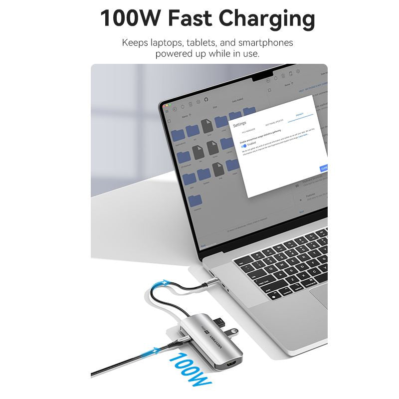 USB-C to HDMI/USB 3.0 x3/PD Docking Station 0.15M Gray Aluminum Alloy Type