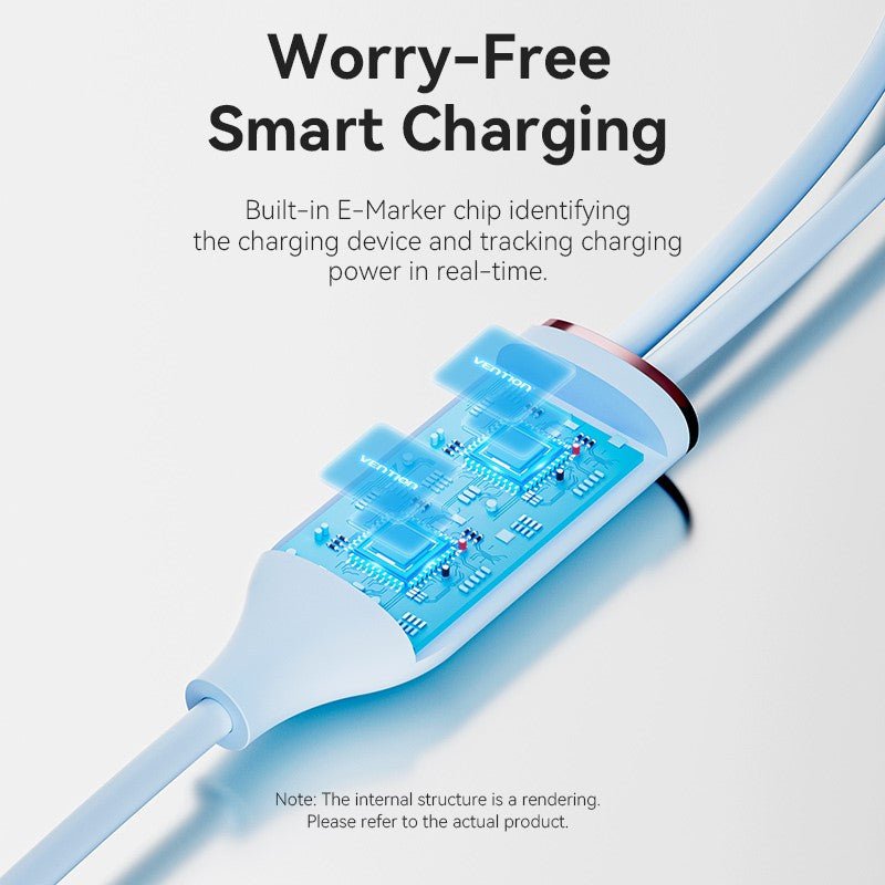 Vention USB 2.0 Type-C Male to 2 Type-C Male 5A Cable Silicone Type - Vention