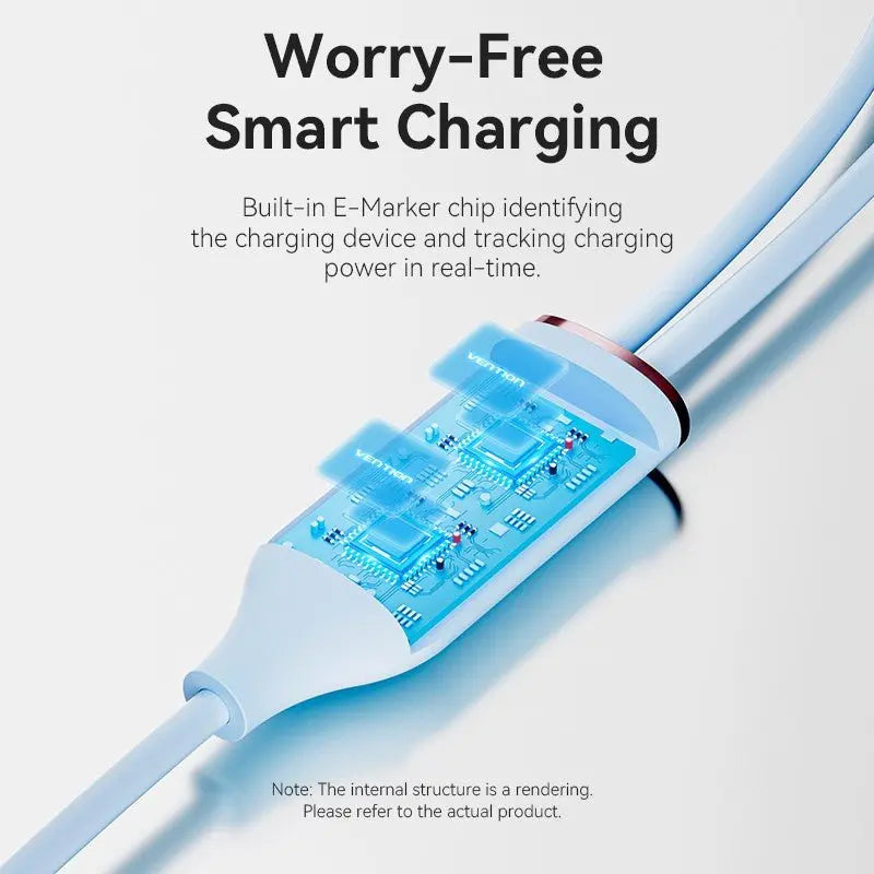 Vention USB 2.0 Type-C Male to 2 Type-C Male 5A Cable Silicone Type - Vention