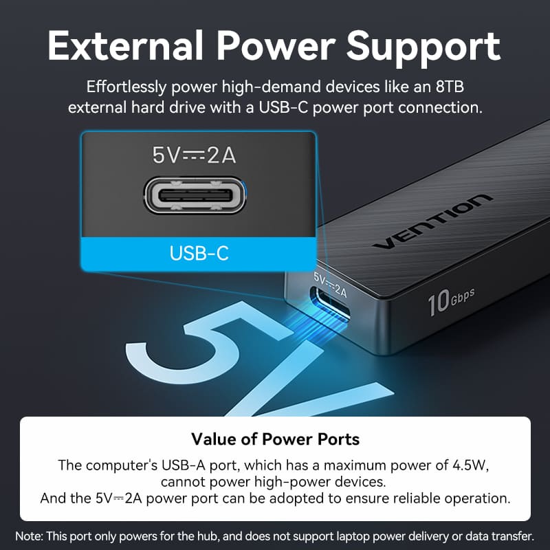 USB to USB 3.2 Gen 2 Type-C x 2/USB 3.2 Gen 2 Type-A x 2/USB-C 10G Hub 0.15M Black
