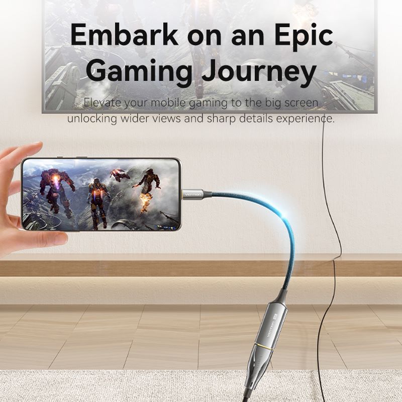 Vention Cotton Braided USB-C to HDMI™ 4K Converter 0.25M Black Zinc Alloy Type - Vention