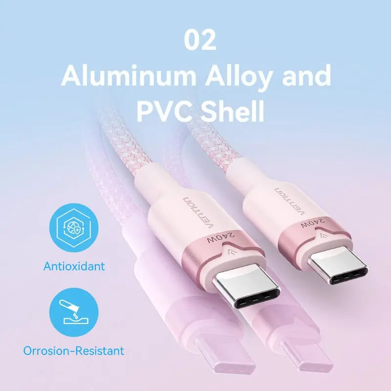 Vention USB 2.0 Type-C Male to Type-C Male 5A Cable Aluminum Alloy Type - Vention