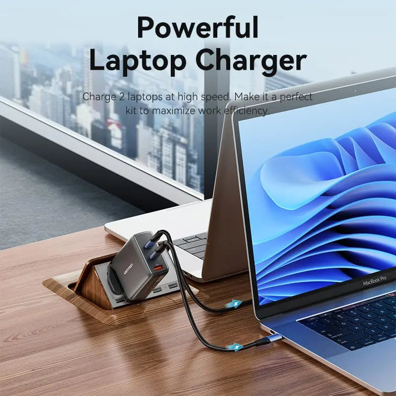Vention 3-Port USB (C+C+A) GaN Charger (100W/65W/30W) UK-Plug - Vention