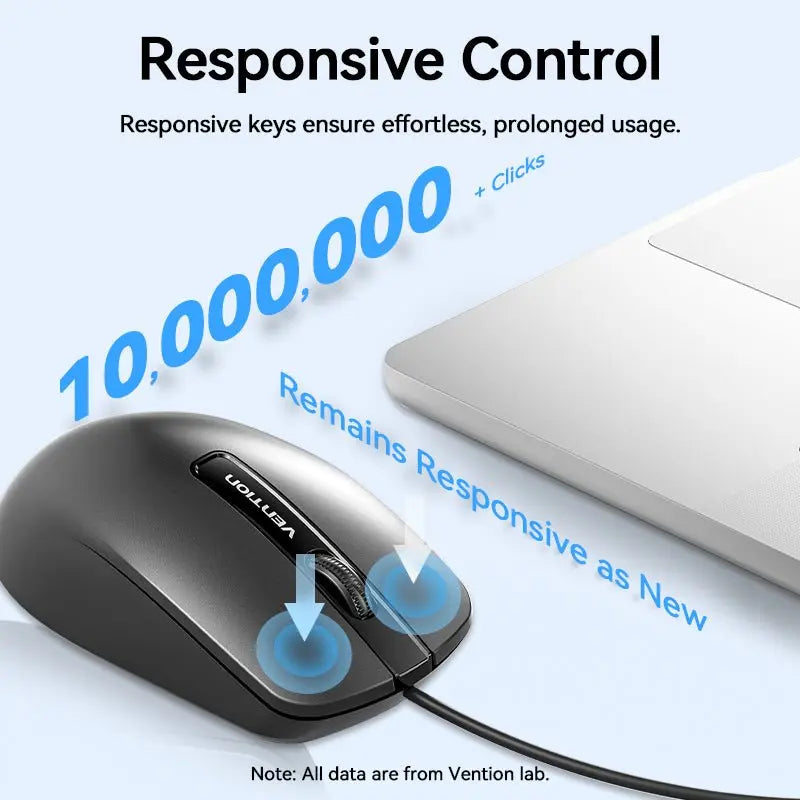 Vention 3-Button USB Wired Computer Mouse 1.5M Black - Vention
