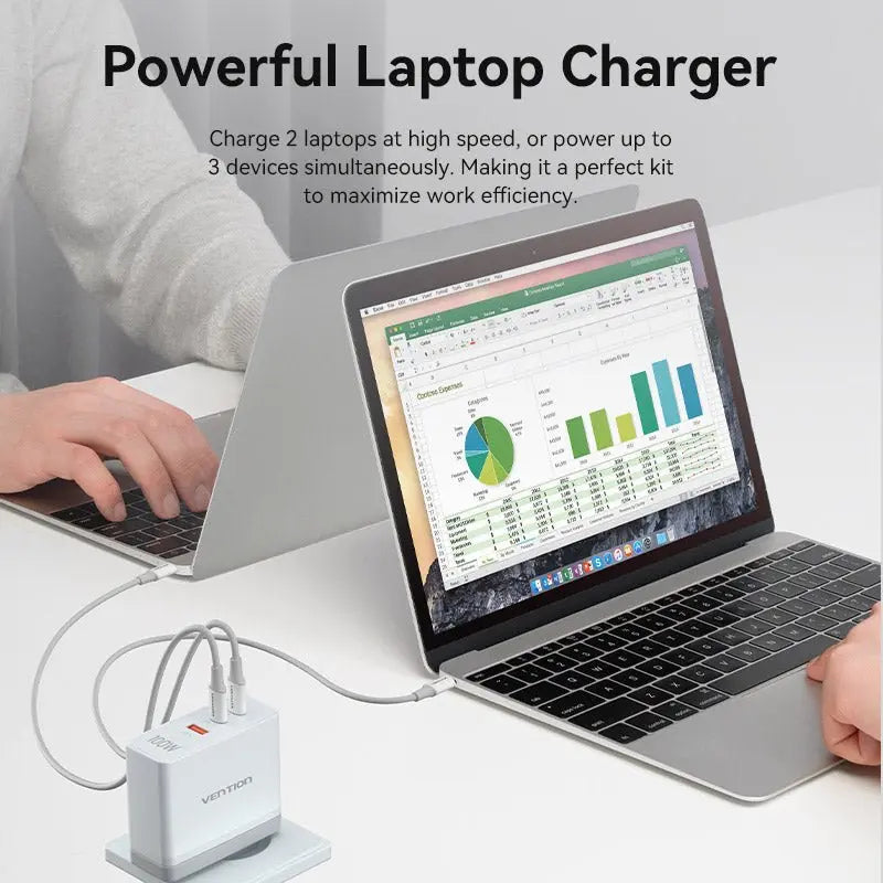 Vention 3-Port USB (C+C+A) GaN Charger (100W/100W/30W) EU-Plug - Vention