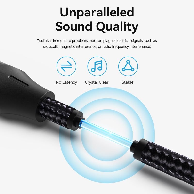 Vention 90-Degree Optical Audio Cable 0.5/1/1.5/2/3/5/10M Black Aluminum Alloy Type - Vention