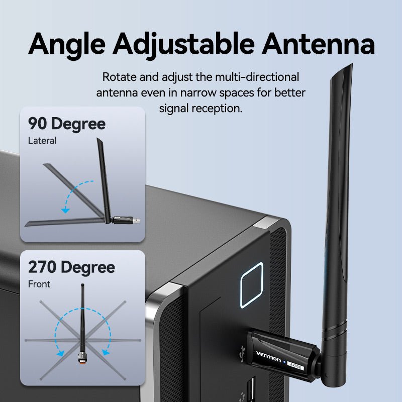 Vention AX900 USB Wi-Fi Dual Band Adapter With High Gain Antenna Black - Vention