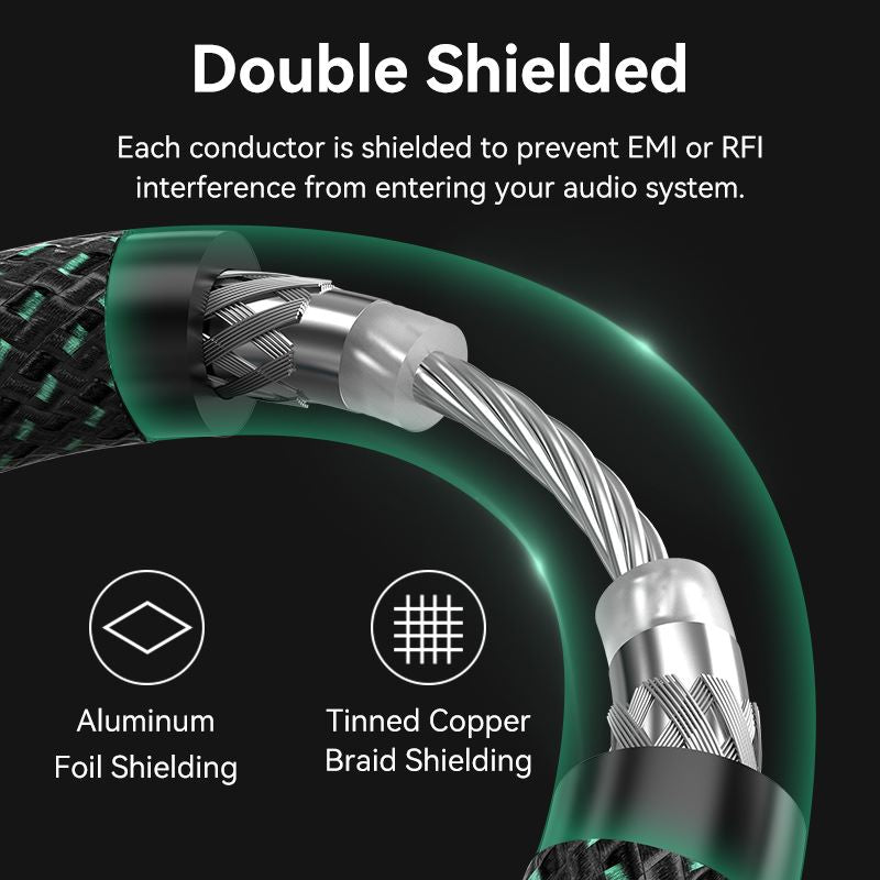 Vention Cotton Braided RCA Male to Male Coaxial Audio Cable 0.5/1/1.5/2/3/5/8/10M Green Copper Type