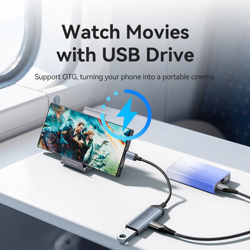 Vention USB-C Male to USB-A Female/PD Power Supply Adapter 0.15M Gray Aluminum Alloy Type - Vention