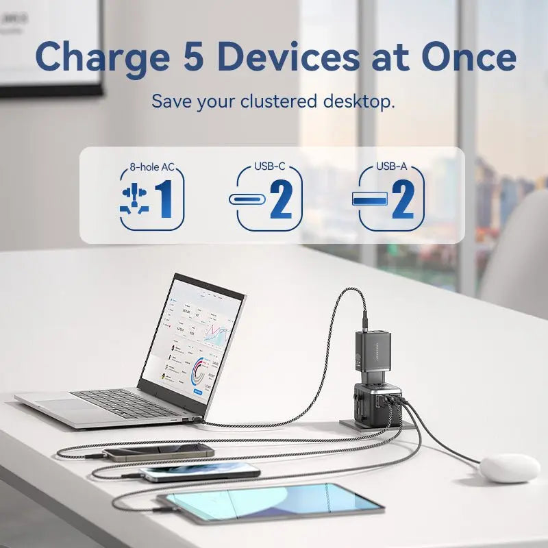 Vention 4-Port USB (C+C+A+A) GaN Universal Travel Adapter (65W/65W/60W/5W) - Vention